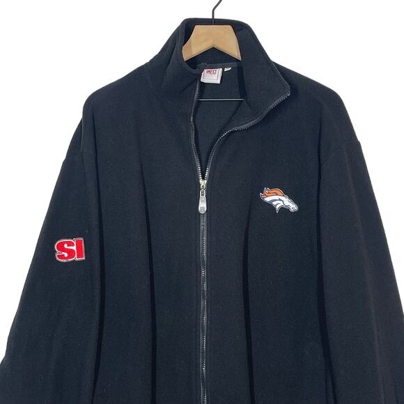 NFL Official Denver Broncos Jacket Men's SZ XL Black Full Zip Fleece Long Sleeve - Picture 3 of 7